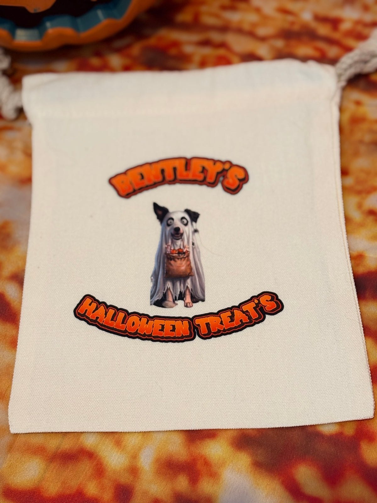 PRE-ORDER - Personalised Dog Halloween Treat Bag | Custom Pet Costume Drawstring Pouch UK