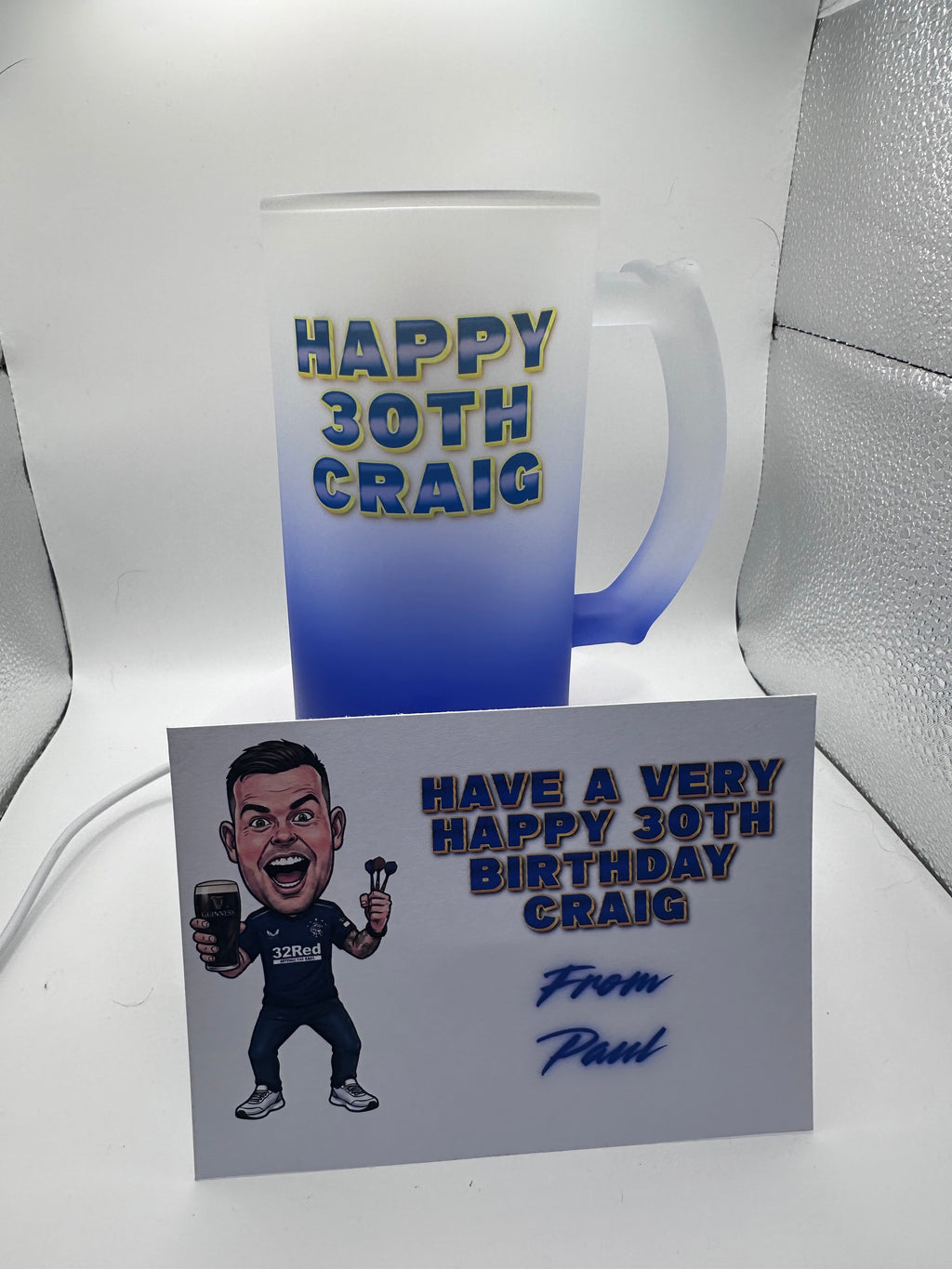 Barware & Drinkware: Personalised Ombré Frosted Tankard – Custom Caricature Edition
