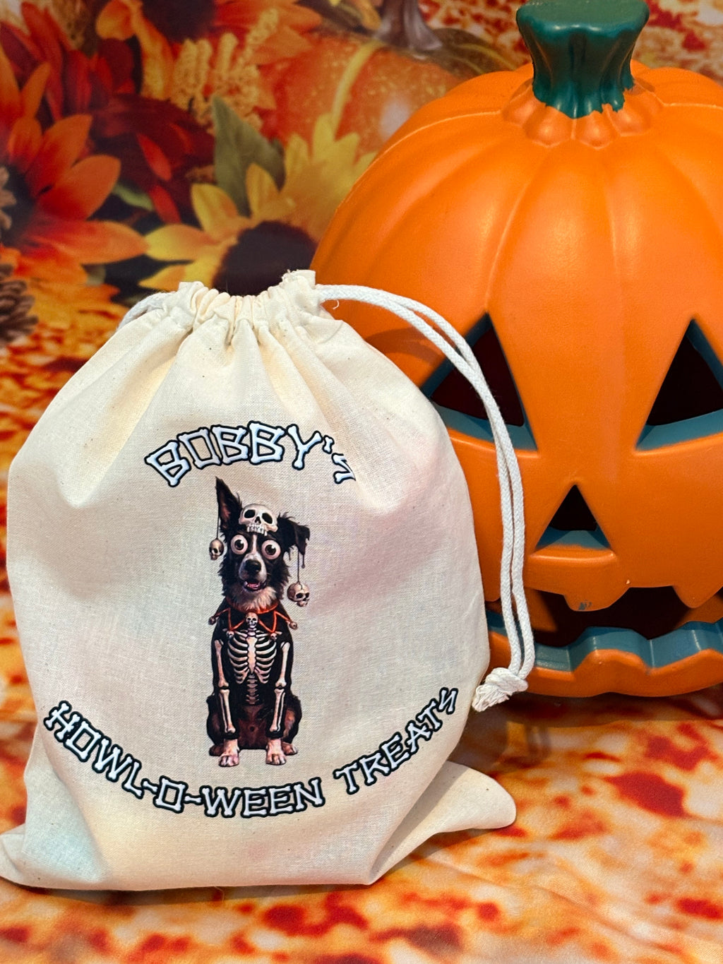 PRE-ORDER - Personalised Dog Halloween Treat Bag | Custom Pet Costume Drawstring Pouch UK