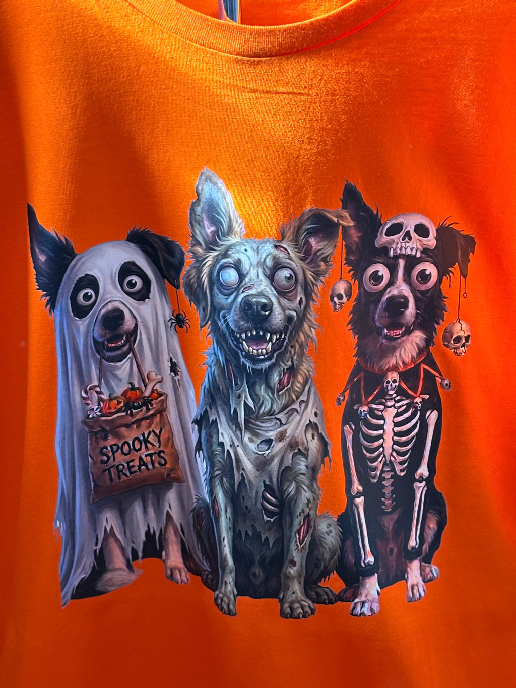 Custom Spooky Season Halloween Adult T-Shirt (Orange, Black, Grey) | Personalized Pups, Kids & Fiends Tee | Handcrafted in Scotland