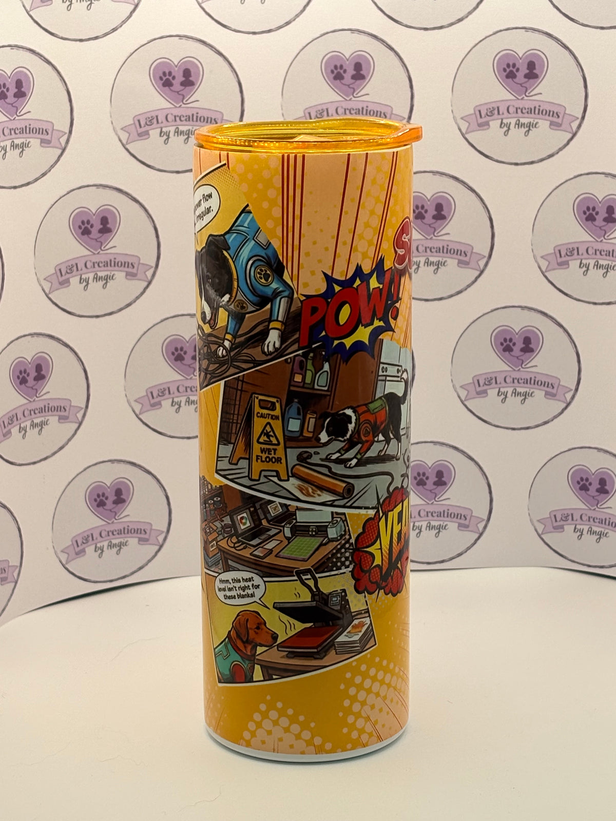 Personalised Dog Lover Gift – Superhero Comic Style 20oz Insulated Skinny Tumbler