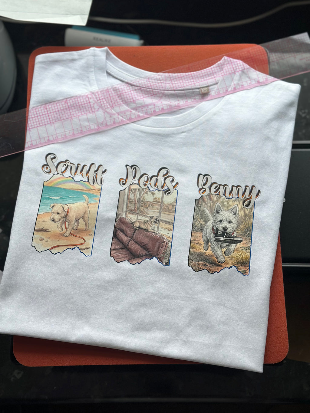 Custom Dog Portrait T-Shirt – Personalised Pet & Favourite Location Tee