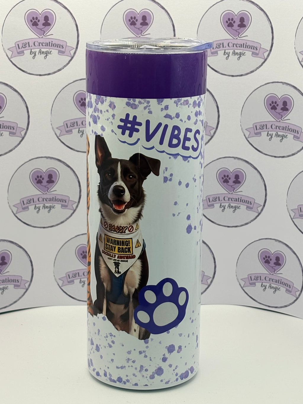 Customised Dog Lover 20oz Skinny Tumbler – Personalised Stainless Steel Travel Mug with Straw & Splash-Proof Lid
