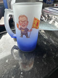 Barware & Drinkware: Personalised Ombré Frosted Tankard – Custom Caricature Edition