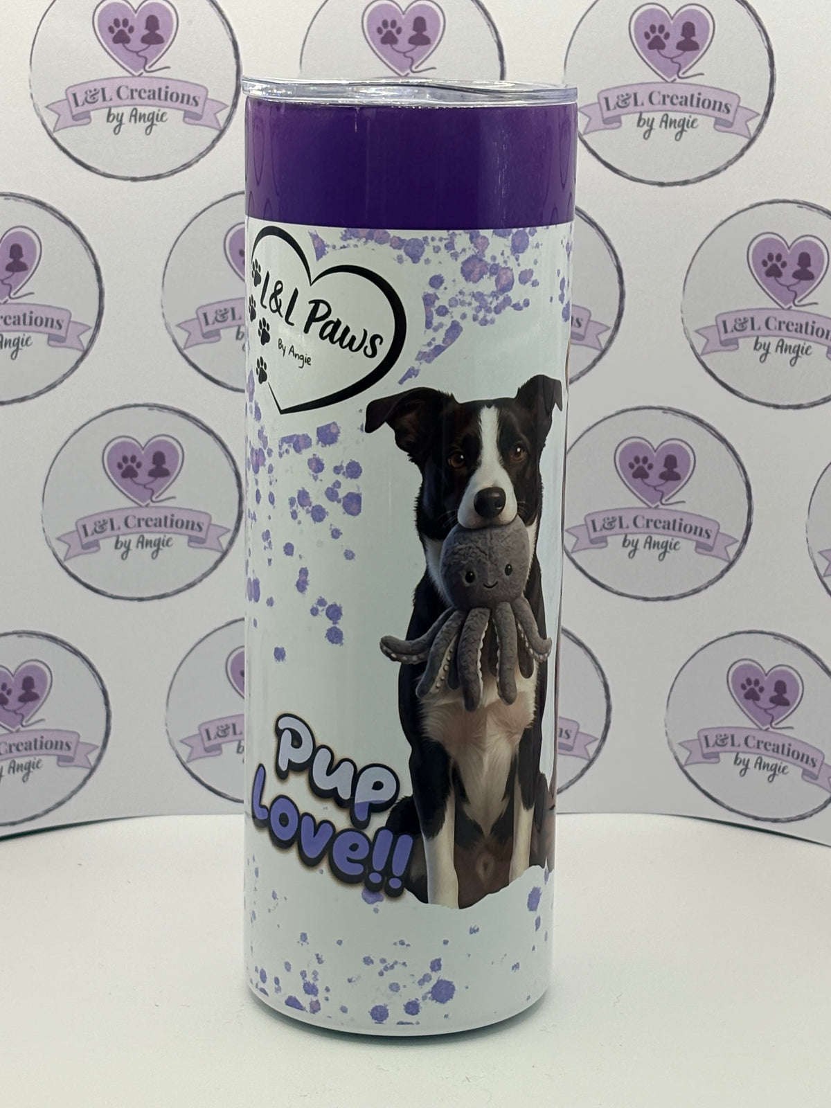 Customised Dog Lover 20oz Skinny Tumbler – Personalised Stainless Steel Travel Mug with Straw & Splash-Proof Lid
