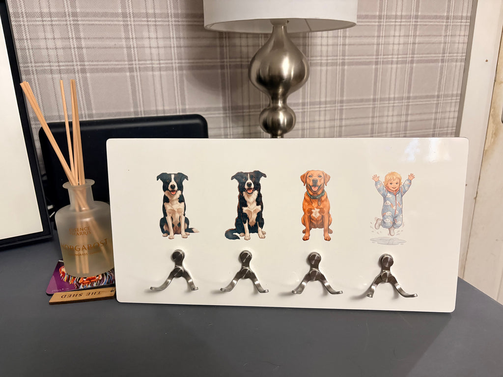🐾 Custom Family & Pet Hook Board – Personalized Lead & Coat Rack 🐾