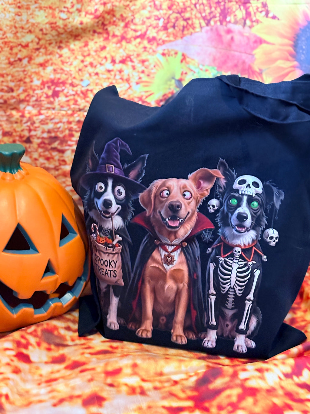 Custom Halloween Trick-or-Treat Tote Bags | Personalized Pet & Family Spooky Bags