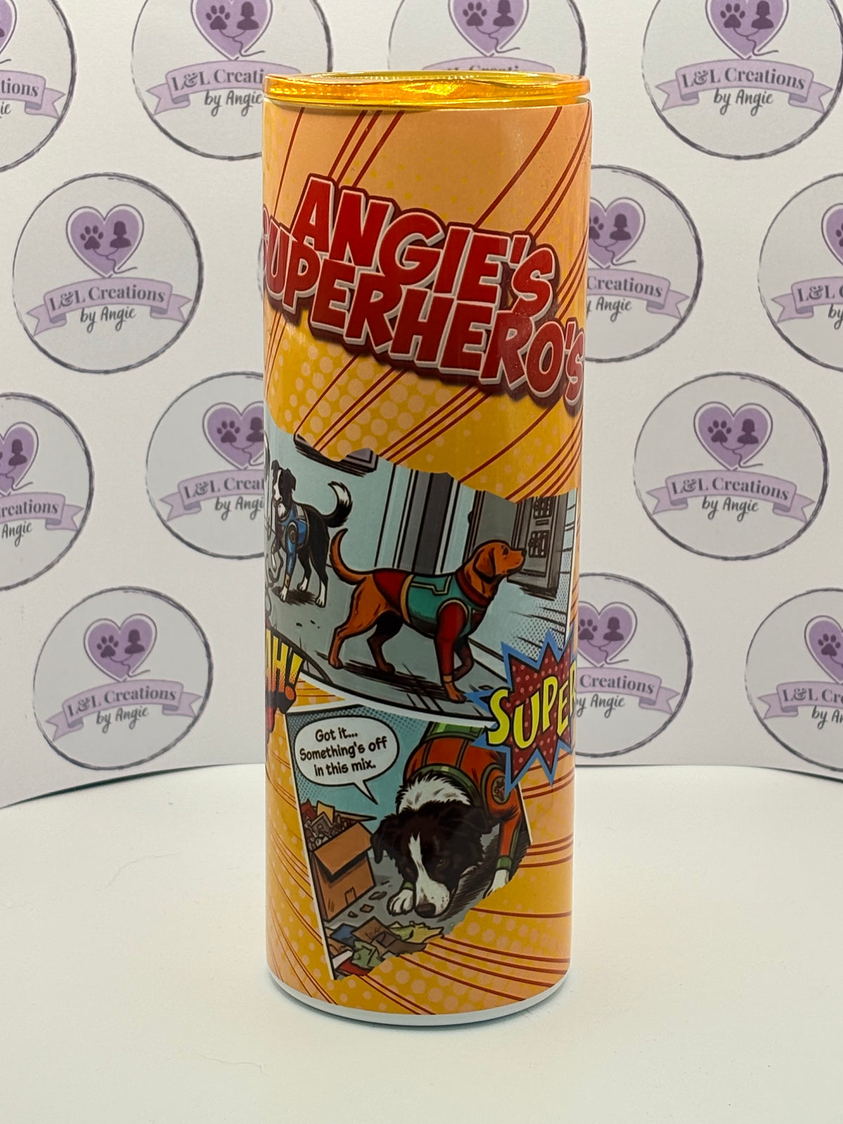 Personalised Dog Lover Gift – Superhero Comic Style 20oz Insulated Skinny Tumbler