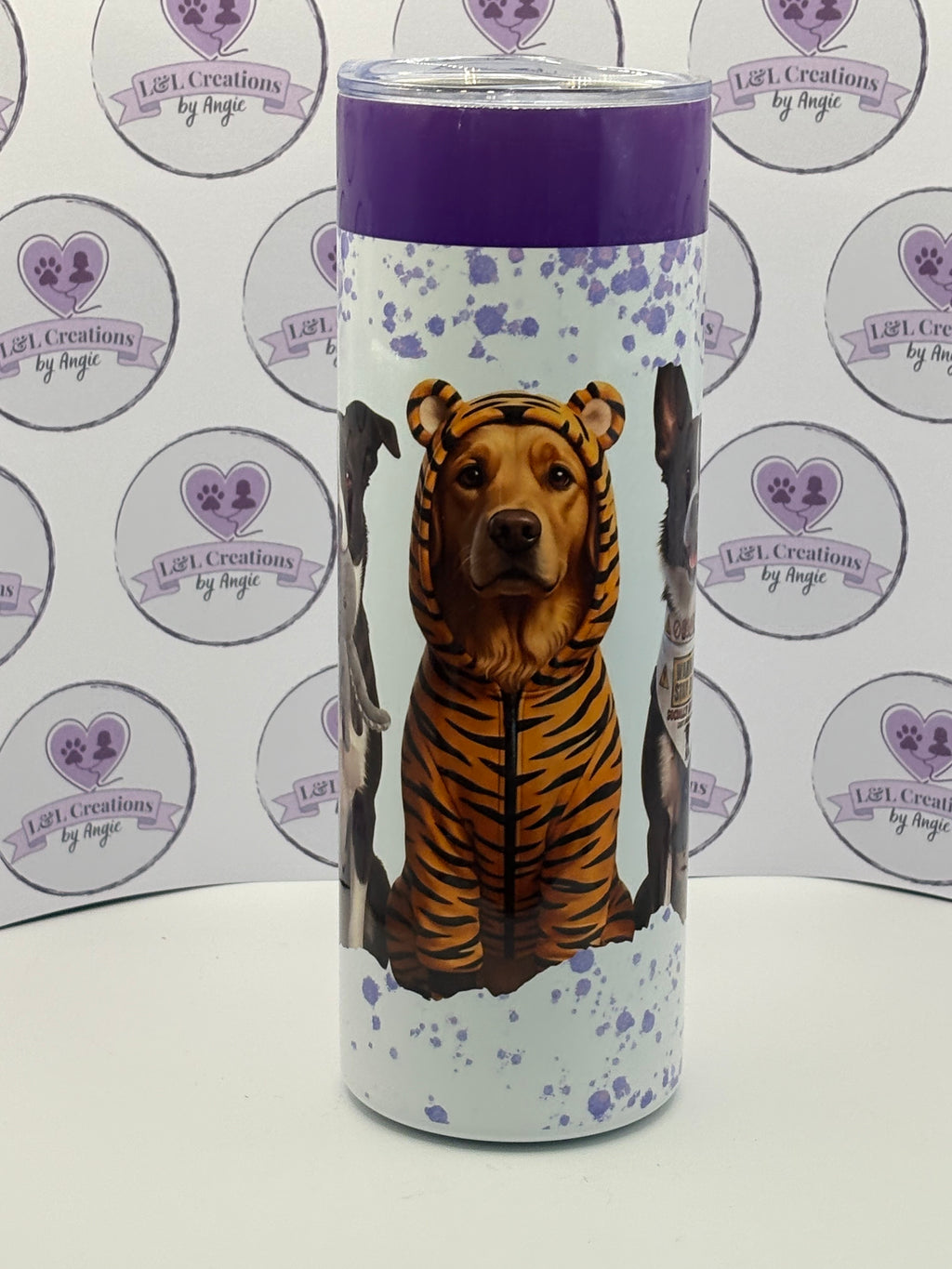 Customised Dog Lover 20oz Skinny Tumbler – Personalised Stainless Steel Travel Mug with Straw & Splash-Proof Lid