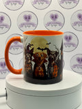 PRE- ORDER: Personalised Halloween Pet & Child Mug – Spooky Haunted House Orange Ceramic Mug - Made in Scotland