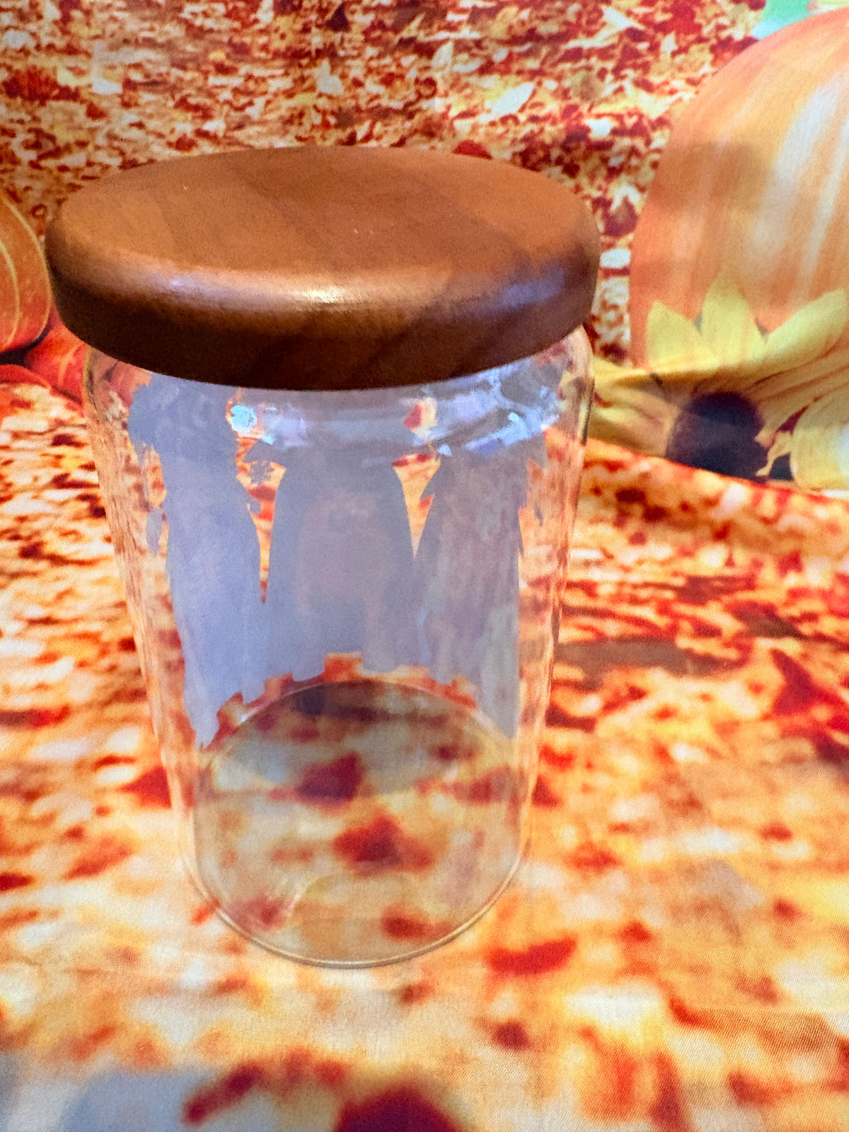 Custom Halloween Pet Treat Jar – Personalised Glass Storage Canister with Wooden Lid