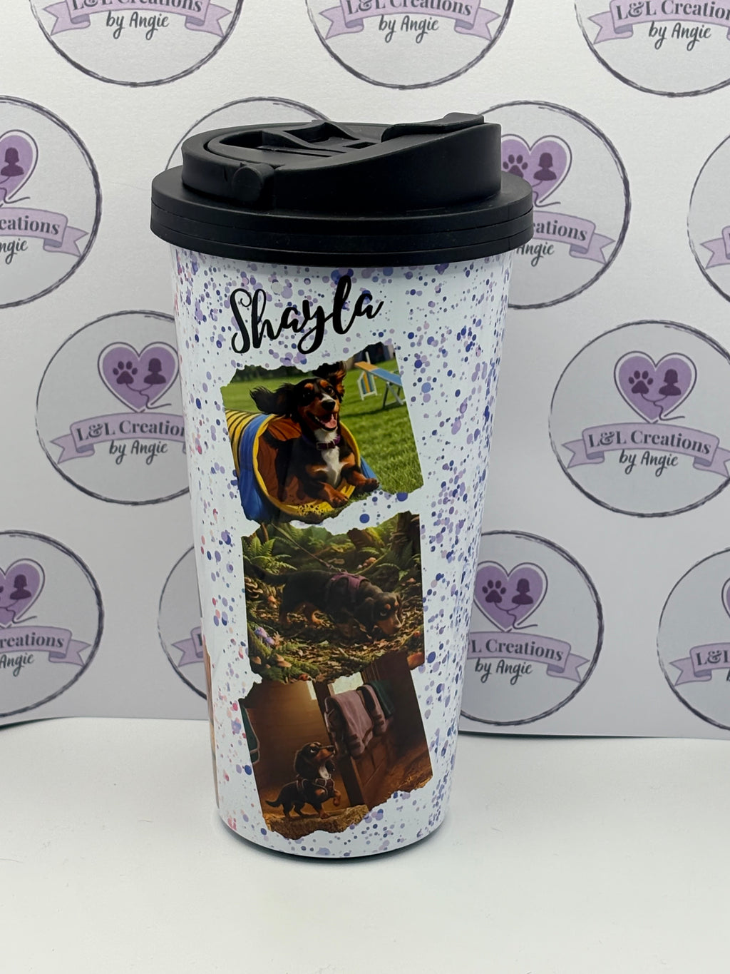 Customised 16oz Stainless Steel Travel Tumbler with Handled Lid – Personalized Coffee Mug, Leak-Proof Travel Cup with Handle