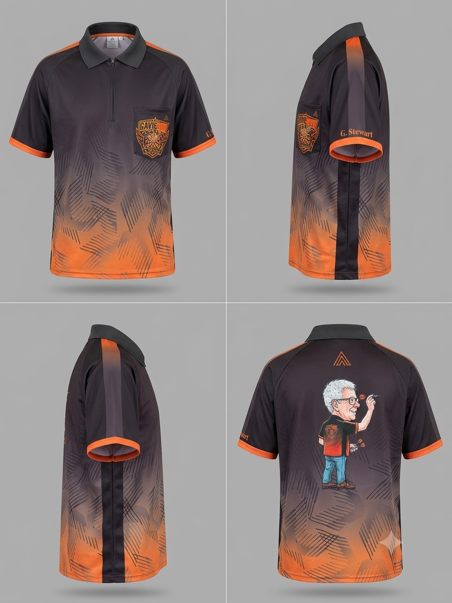 Custom Designed Darts Shirt – Bespoke Personalised Darts Jersey with Optional Logo Creation