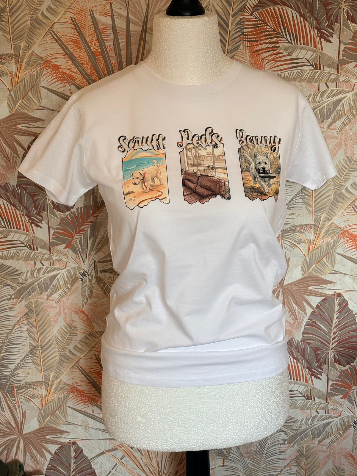 Custom Dog Portrait T-Shirt – Personalised Pet & Favourite Location Tee