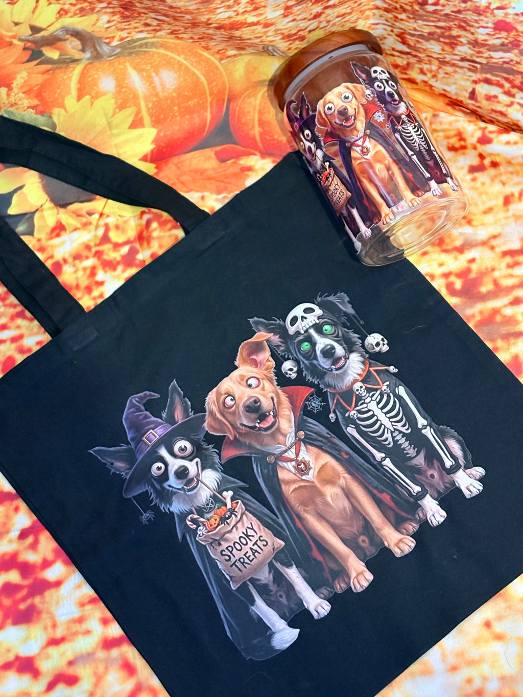 Custom Halloween Trick-or-Treat Tote Bags | Personalized Pet & Family Spooky Bags