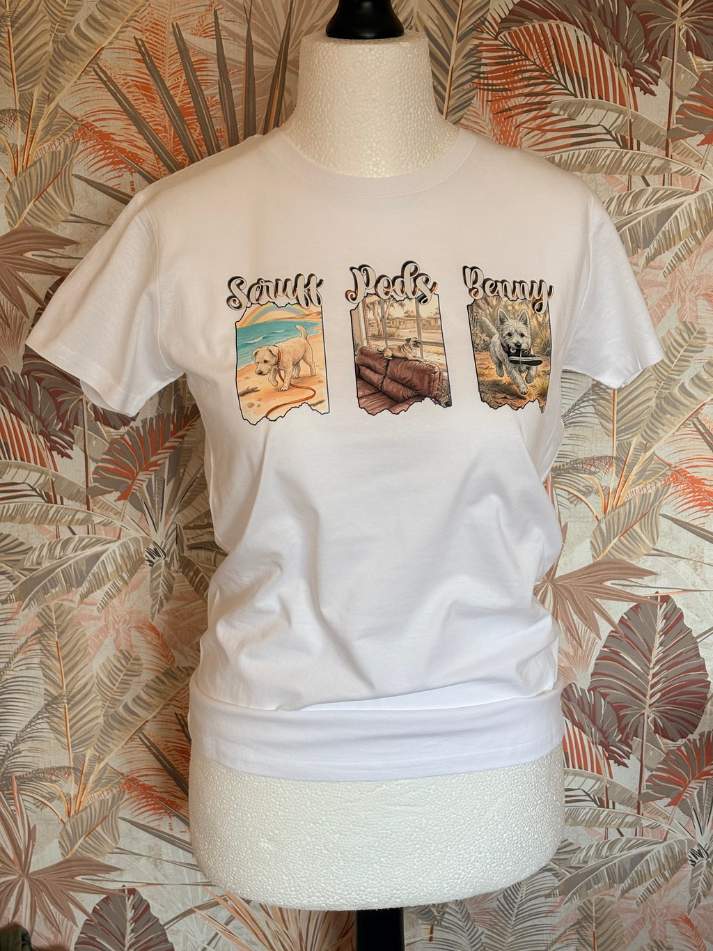 Custom Dog Portrait T-Shirt – Personalised Pet & Favourite Location Tee