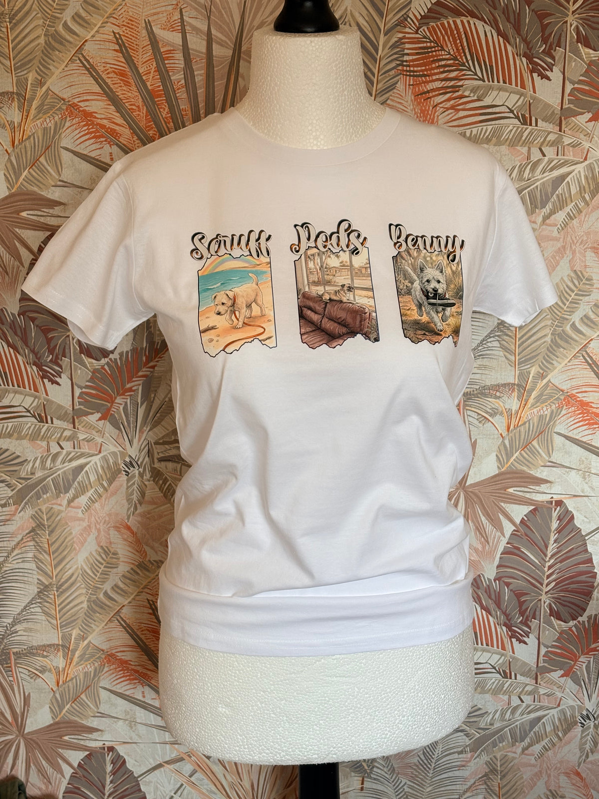 Custom Dog Portrait T-Shirt – Personalised Pet & Favourite Location Tee