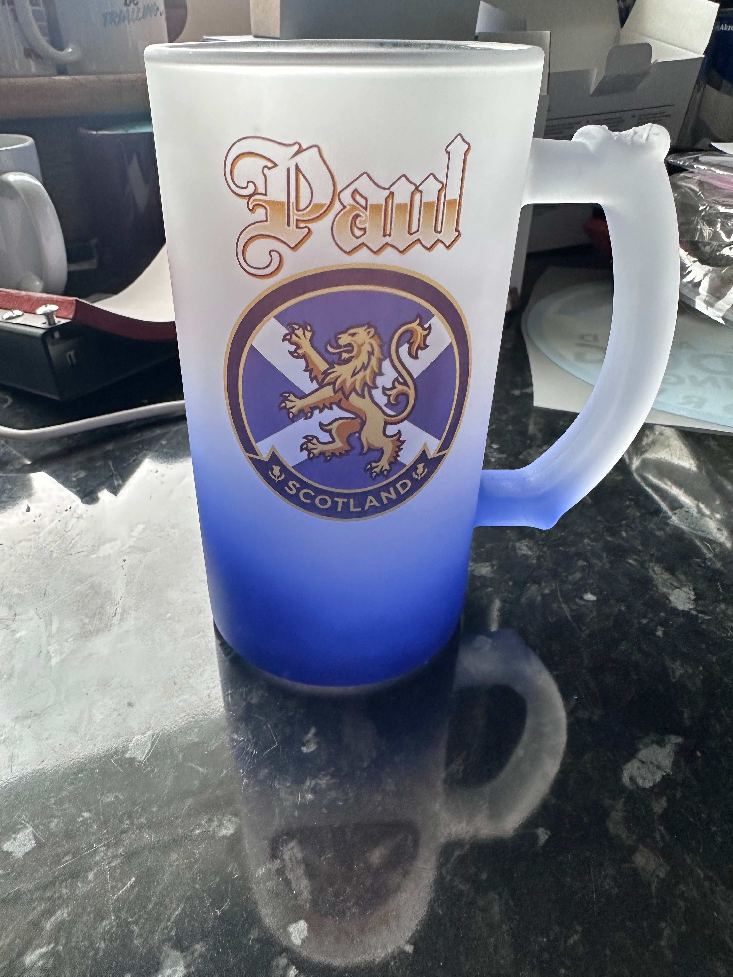 Barware & Drinkware: Personalised Ombré Frosted Tankard – Custom Caricature Edition