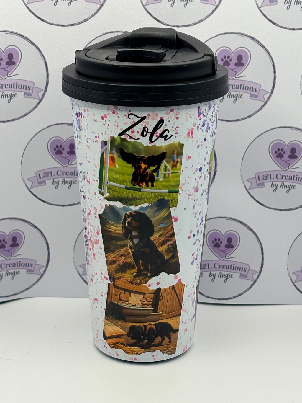 Customised 16oz Stainless Steel Travel Tumbler with Handled Lid – Personalized Coffee Mug, Leak-Proof Travel Cup with Handle