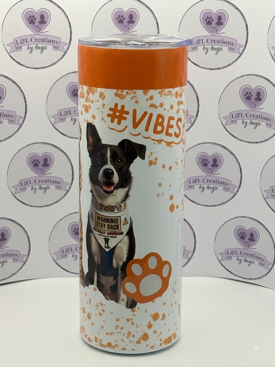Customised Dog Lover 20oz Skinny Tumbler – Personalised Stainless Steel Travel Mug with Straw & Splash-Proof Lid