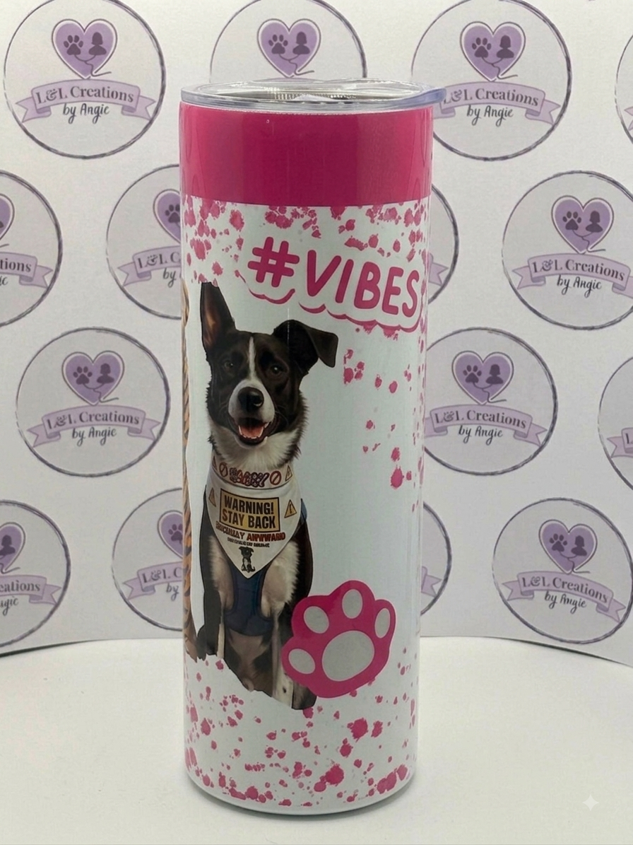 Customised Dog Lover 20oz Skinny Tumbler – Personalised Stainless Steel Travel Mug with Straw & Splash-Proof Lid