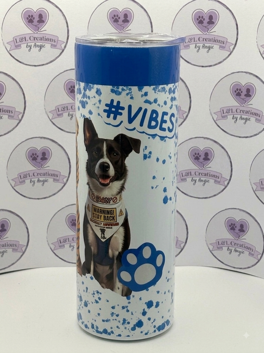 Customised Dog Lover 20oz Skinny Tumbler – Personalised Stainless Steel Travel Mug with Straw & Splash-Proof Lid