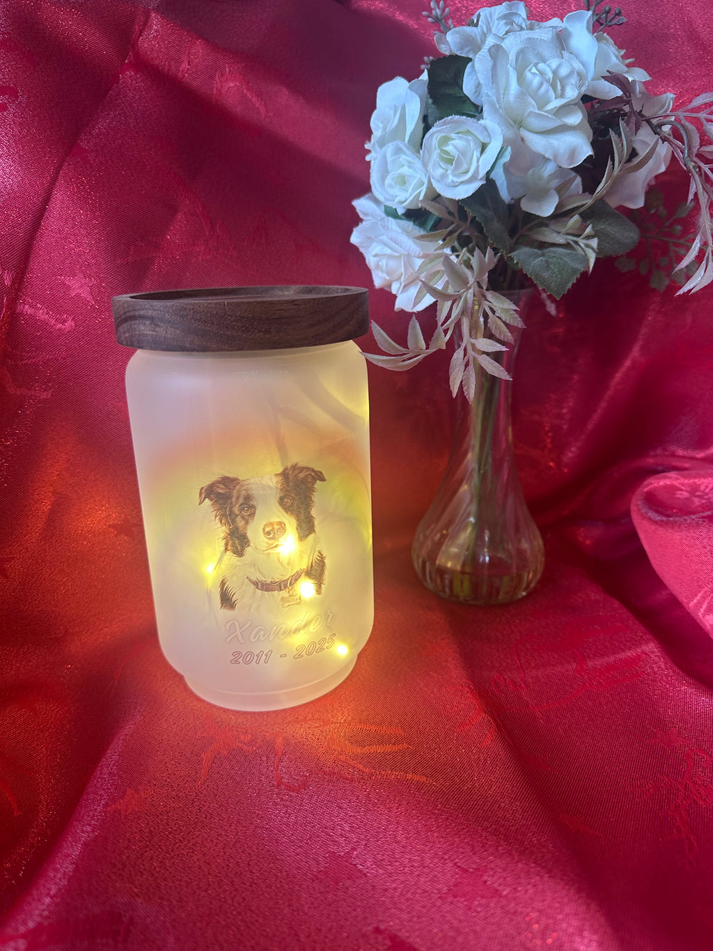 🌈🐾 Custom Rainbow Memorial Pet Light – Handcrafted Frosted Glass Jar 🐾🌈