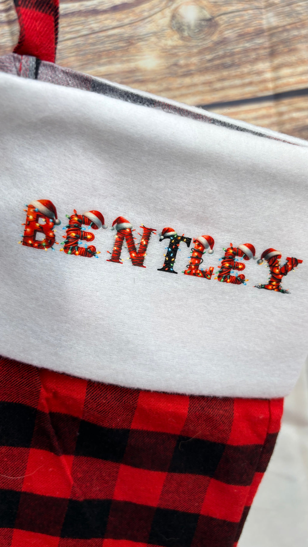 Personalised Red Buffalo Plaid Christmas Stocking