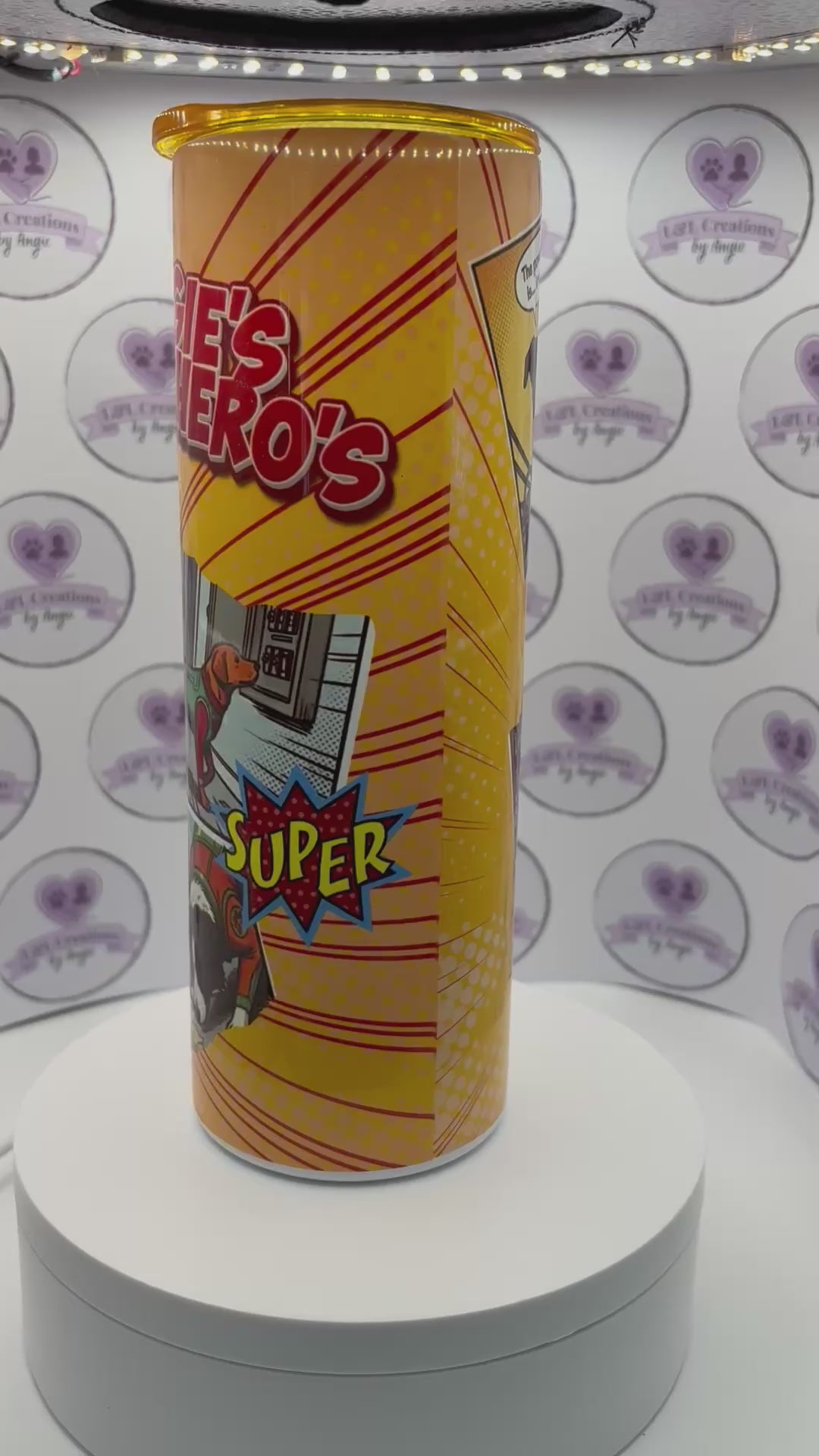 Personalised Dog Lover Gift – Superhero Comic Style 20oz Insulated Skinny Tumbler